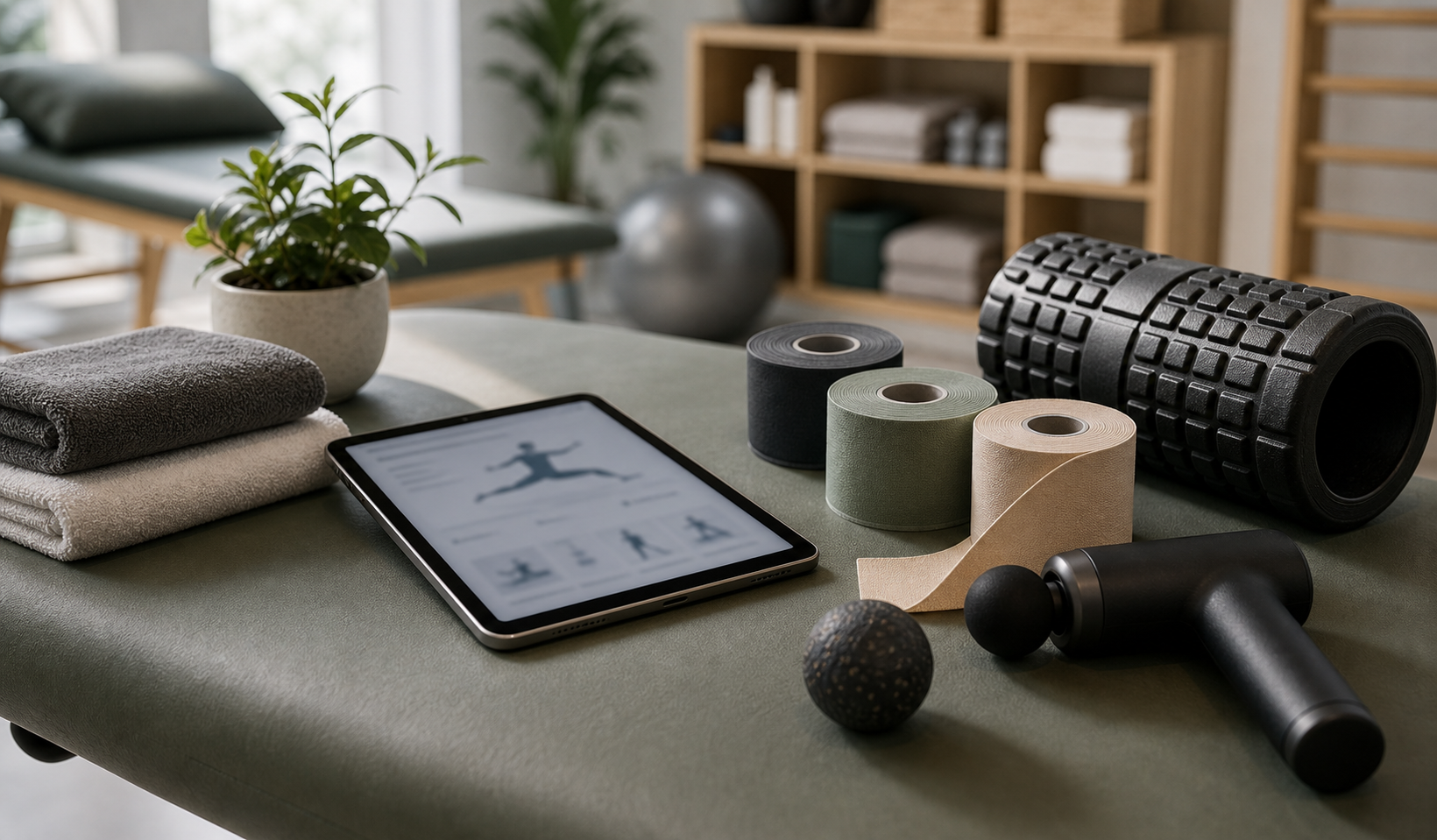 Therapieplanung mit Physio-Werkzeugen und Tablet